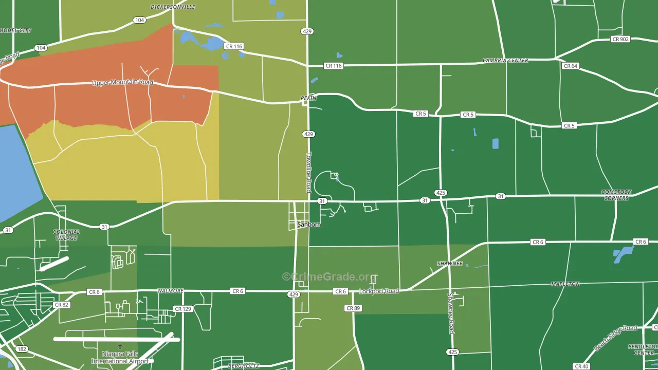 Sanborn, NY Map of Murder Rates