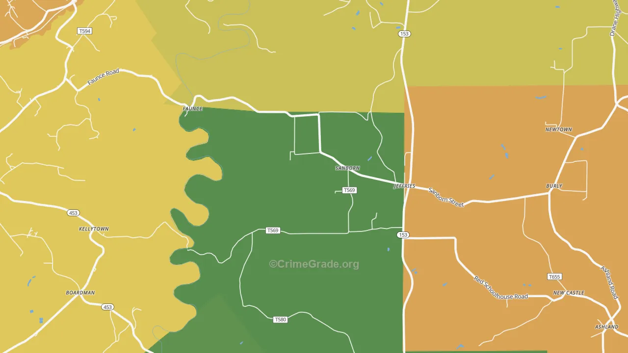 Sanbourn, PA Map of Murder Rates