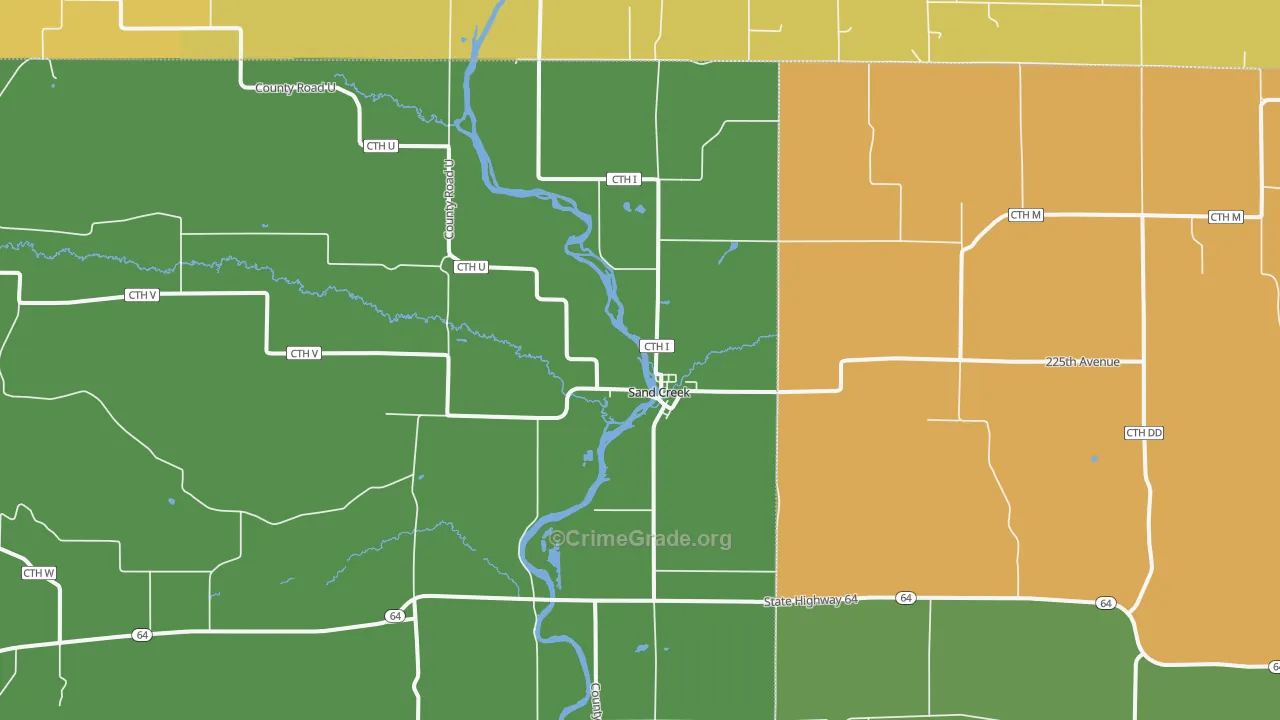 Sand Creek, WI Map of Murder Rates