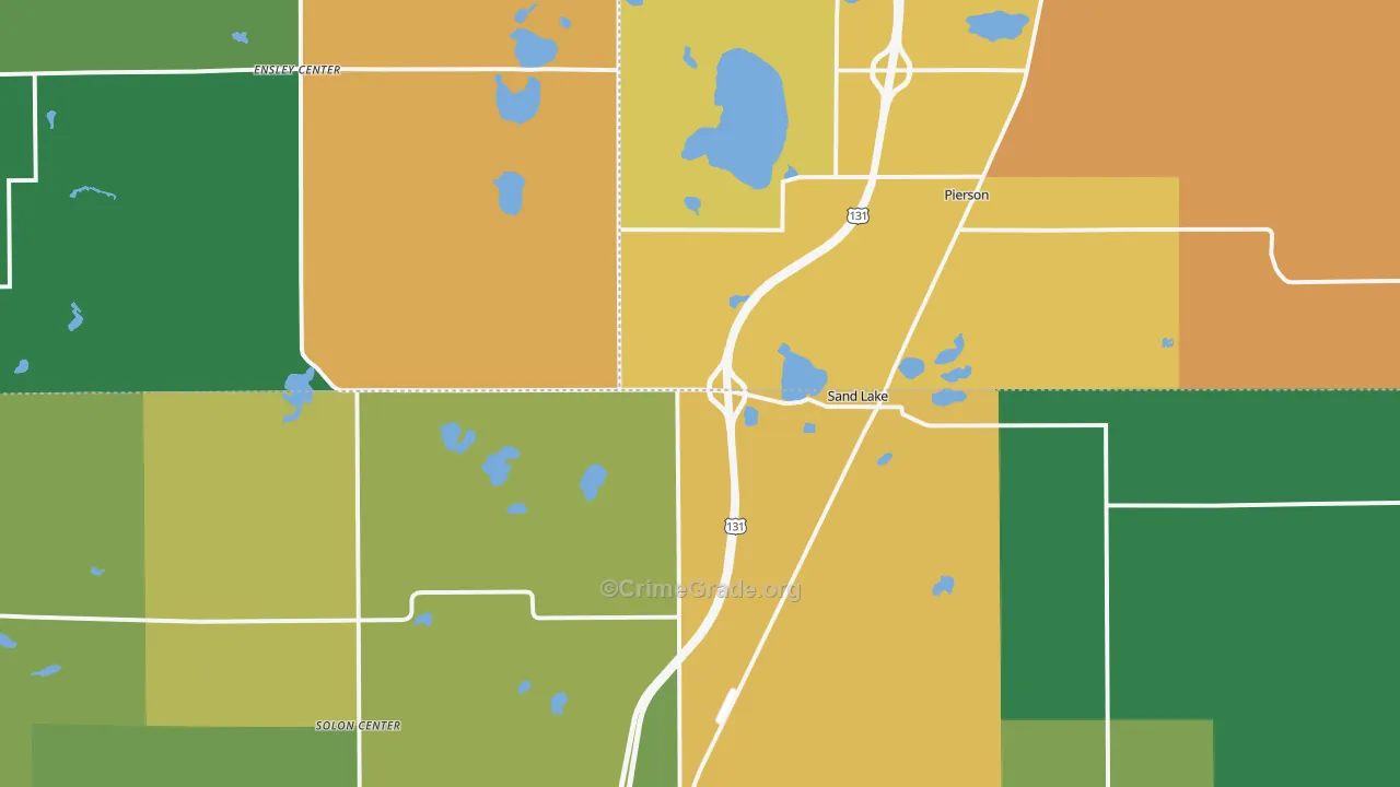 Sand Lake, MI Map of Murder Rates
