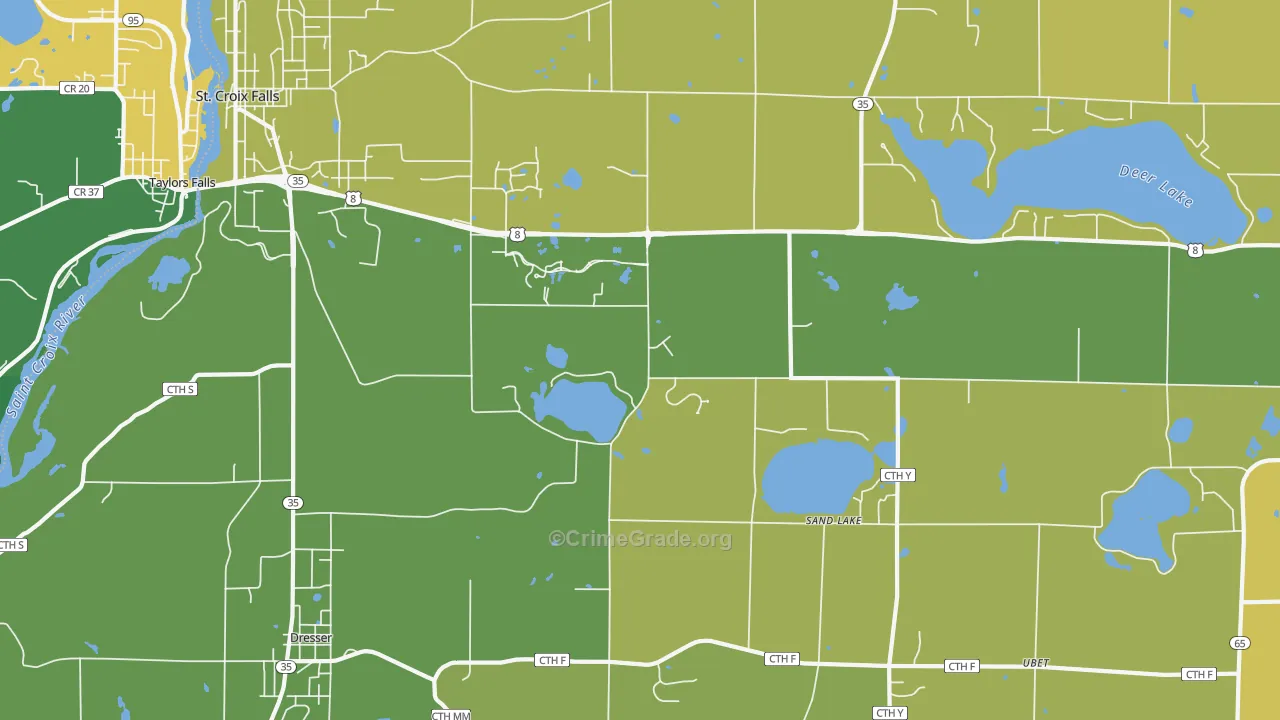Sand Lake, WI Map of Murder Rates