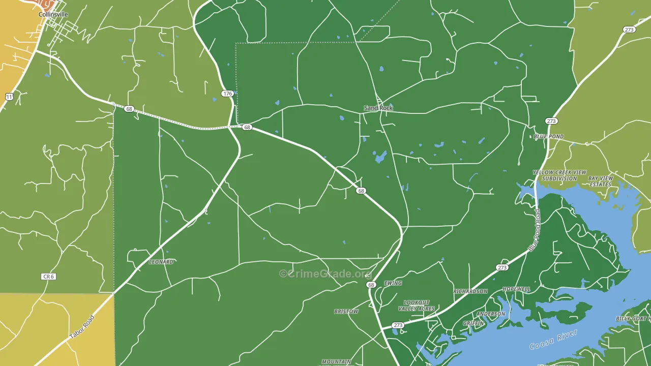 Sand Rock, AL Map of Murder Rates