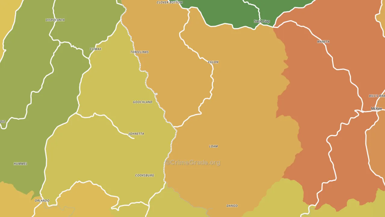 Sand Springs, KY Map of Murder Rates