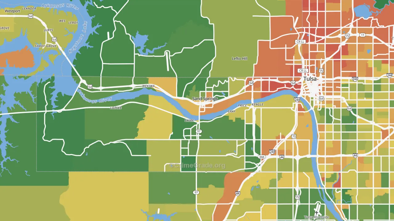Sand Springs, OK Map of Murder Rates