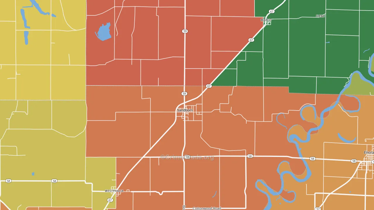 Sandborn, IN Map of Murder Rates