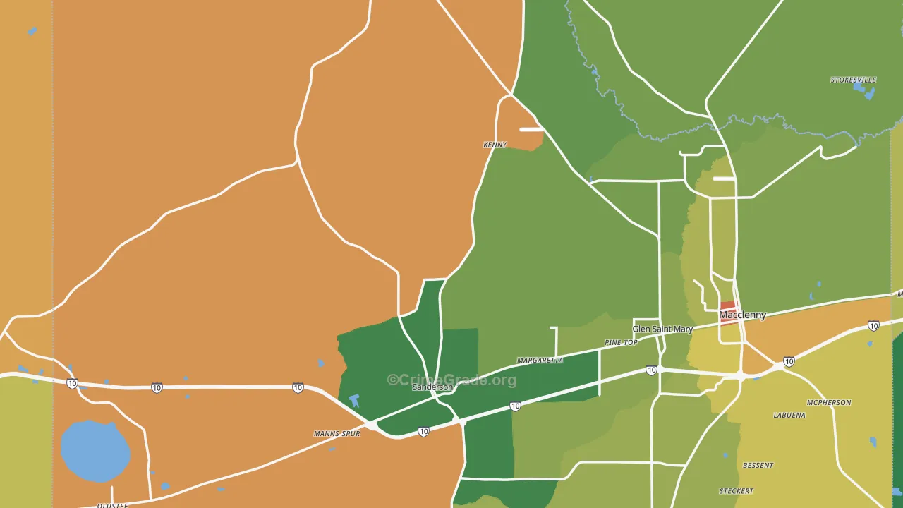 Sanderson, FL Map of Murder Rates