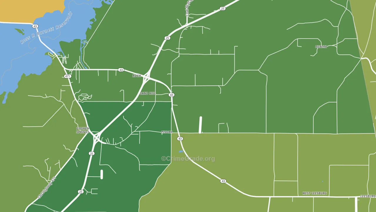 Sandhill, MS Map of Murder Rates
