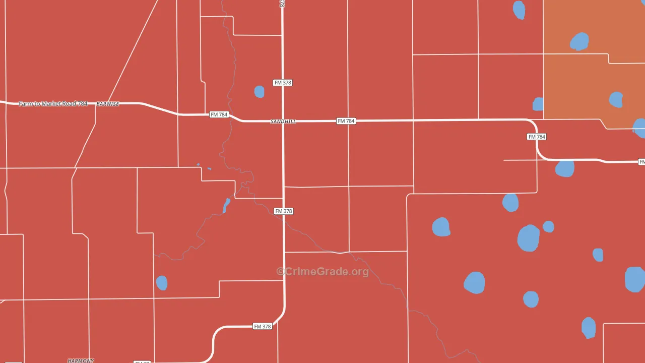 Sandhill, TX Map of Murder Rates