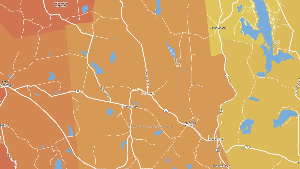 Sandisfield, MA Map of Murder Rates