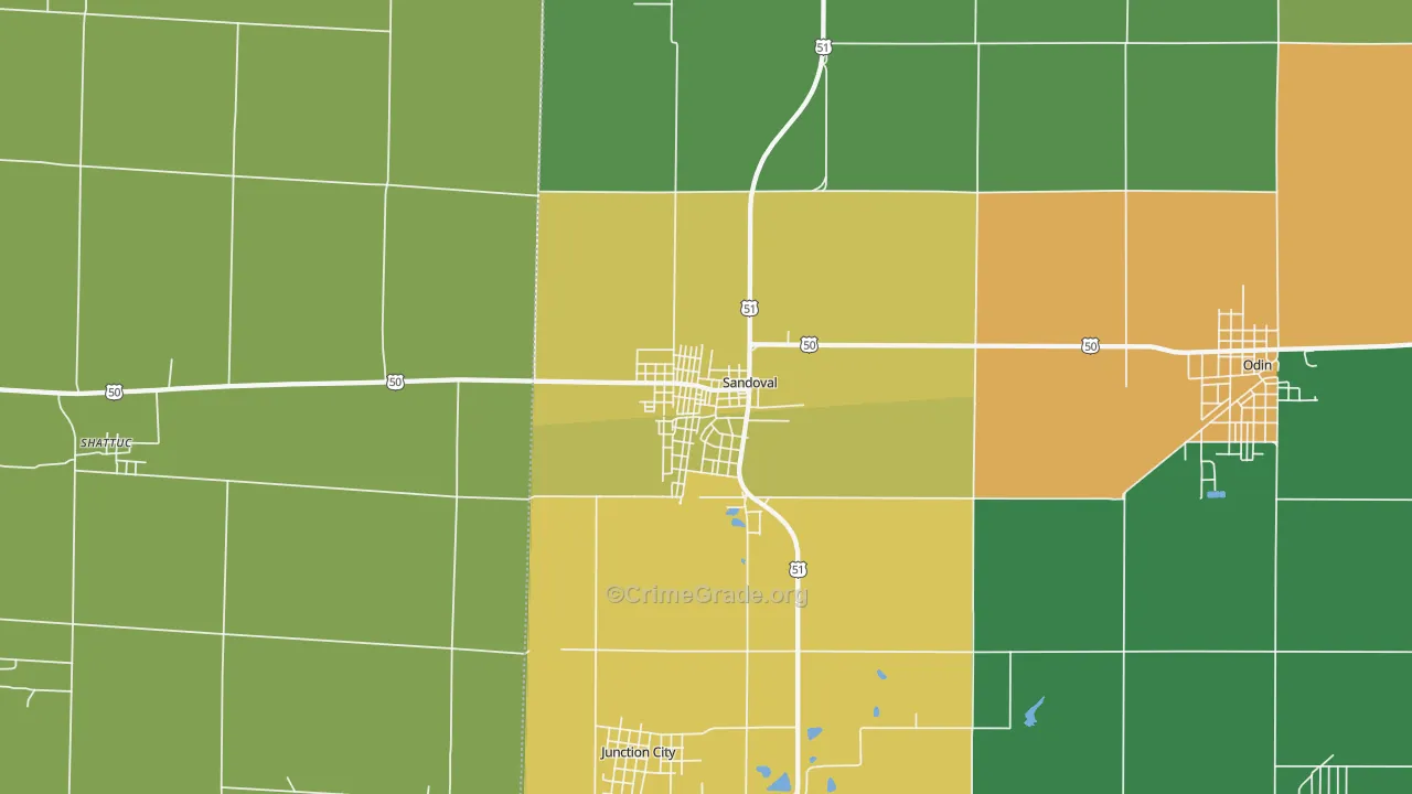 Sandoval, IL Map of Murder Rates
