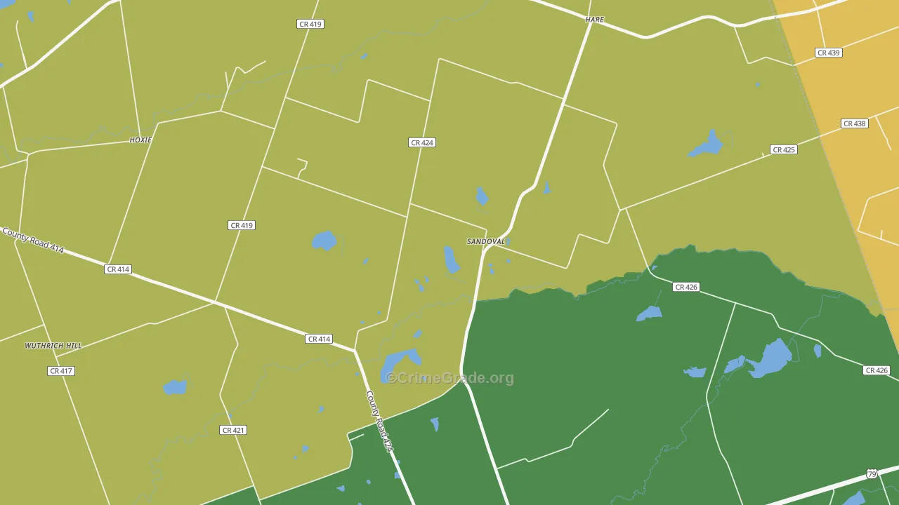 Sandoval, TX Map of Murder Rates