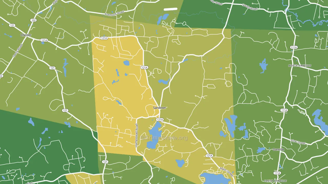 Sandown, NH Map of Murder Rates