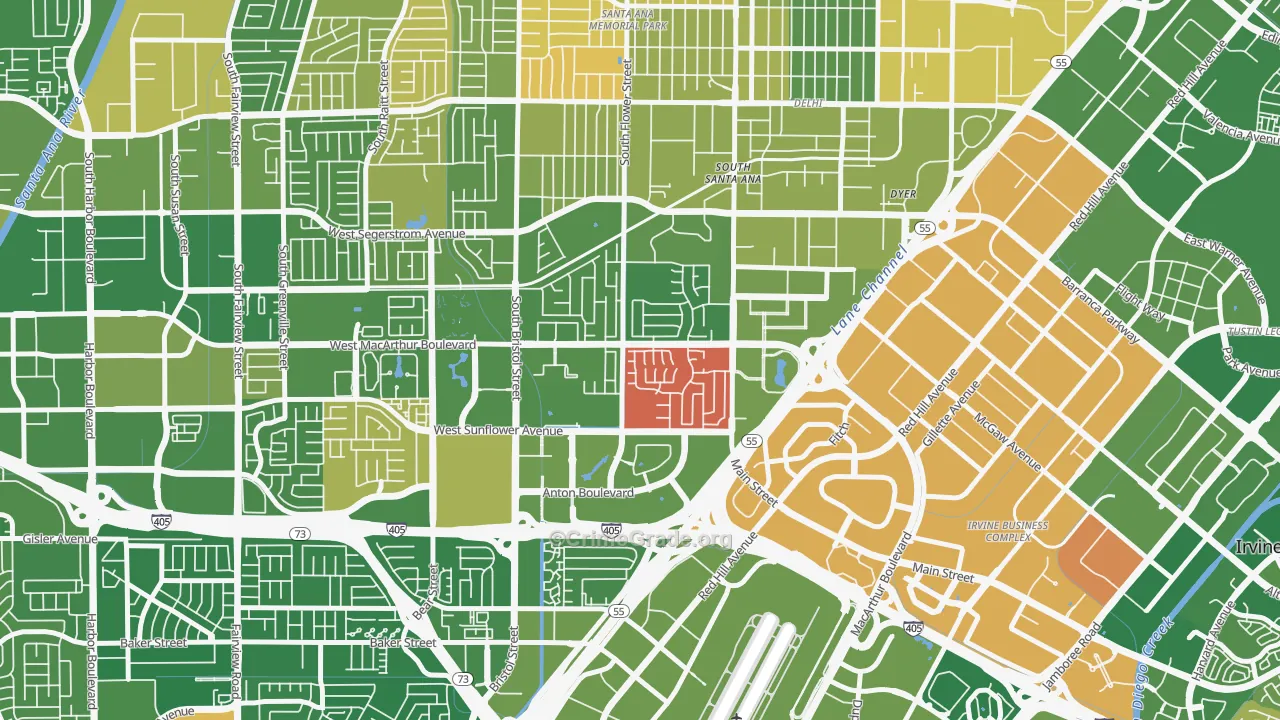Sandpointe, Santa Ana, CA Map of Murder Rates