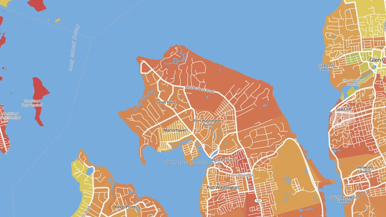 Sands Point, NY Map of Murder Rates