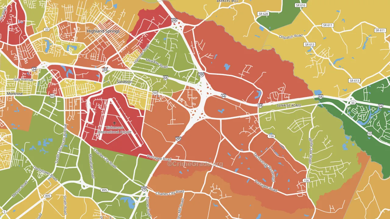 Sandston, VA Map of Murder Rates