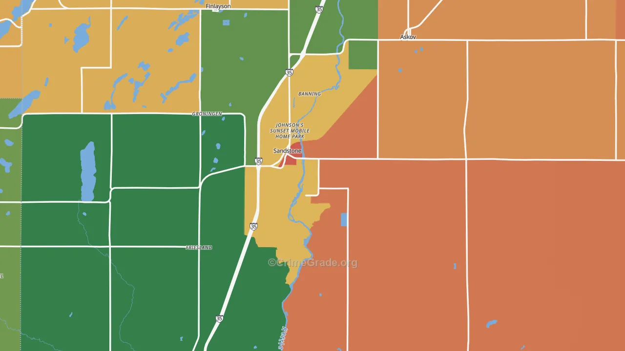 Sandstone, MN Map of Murder Rates