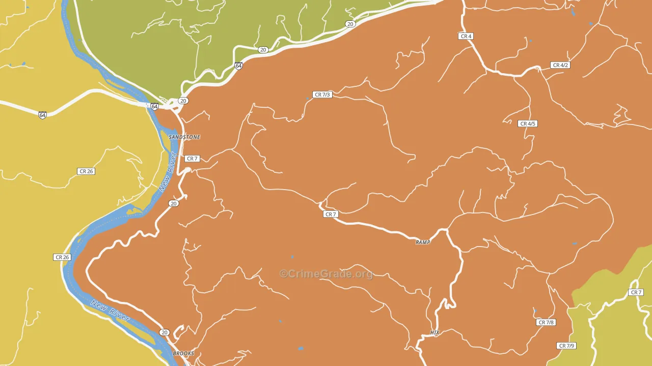 Sandstone, WV Map of Murder Rates