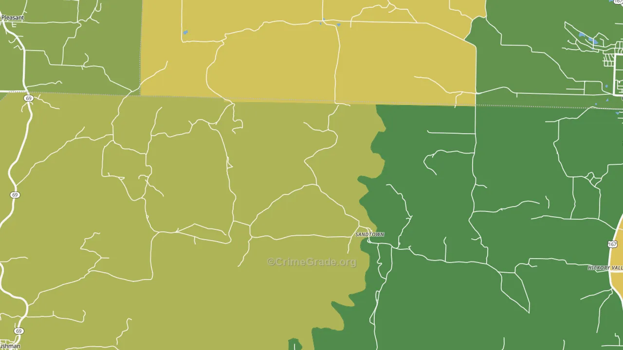 Sandtown, AR Map of Murder Rates