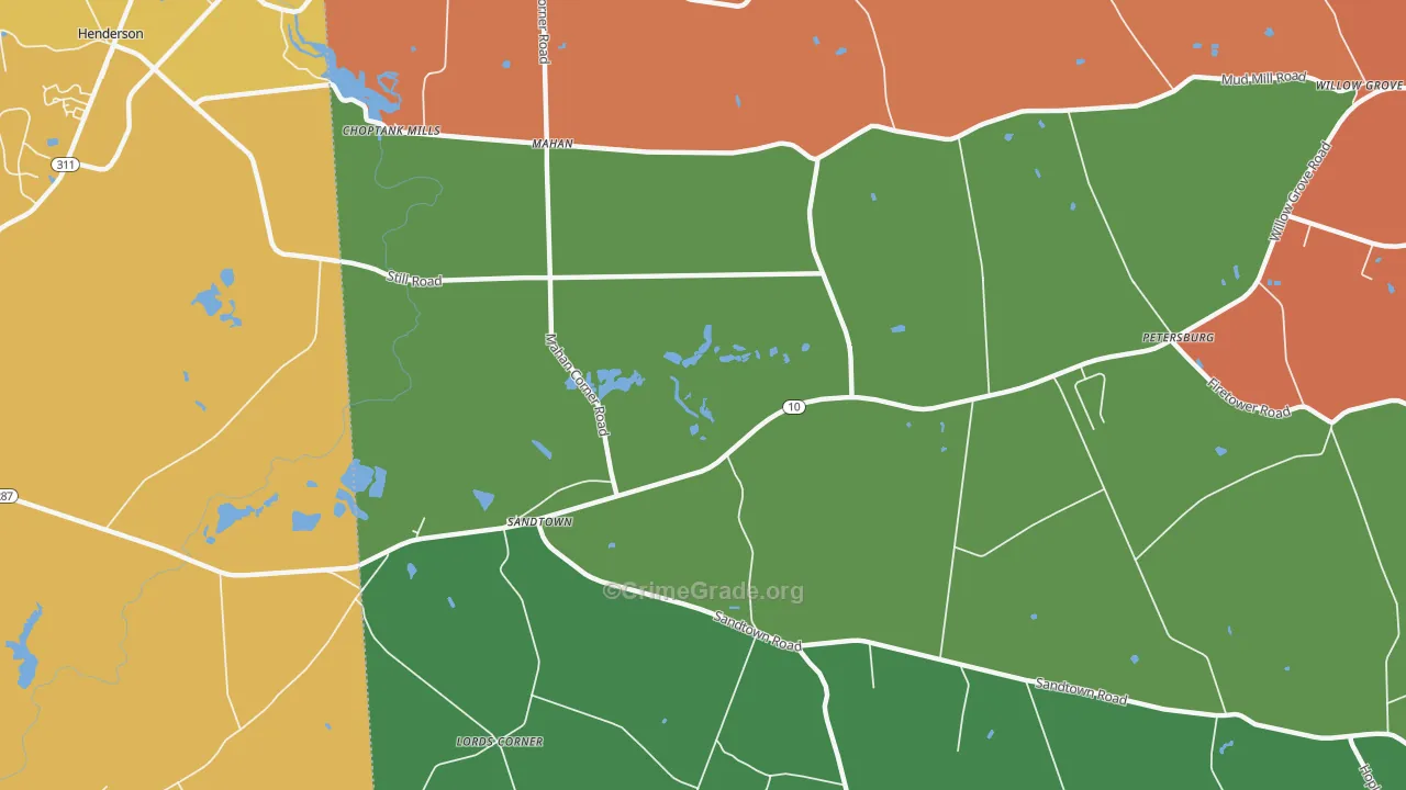 Sandtown, DE Map of Murder Rates