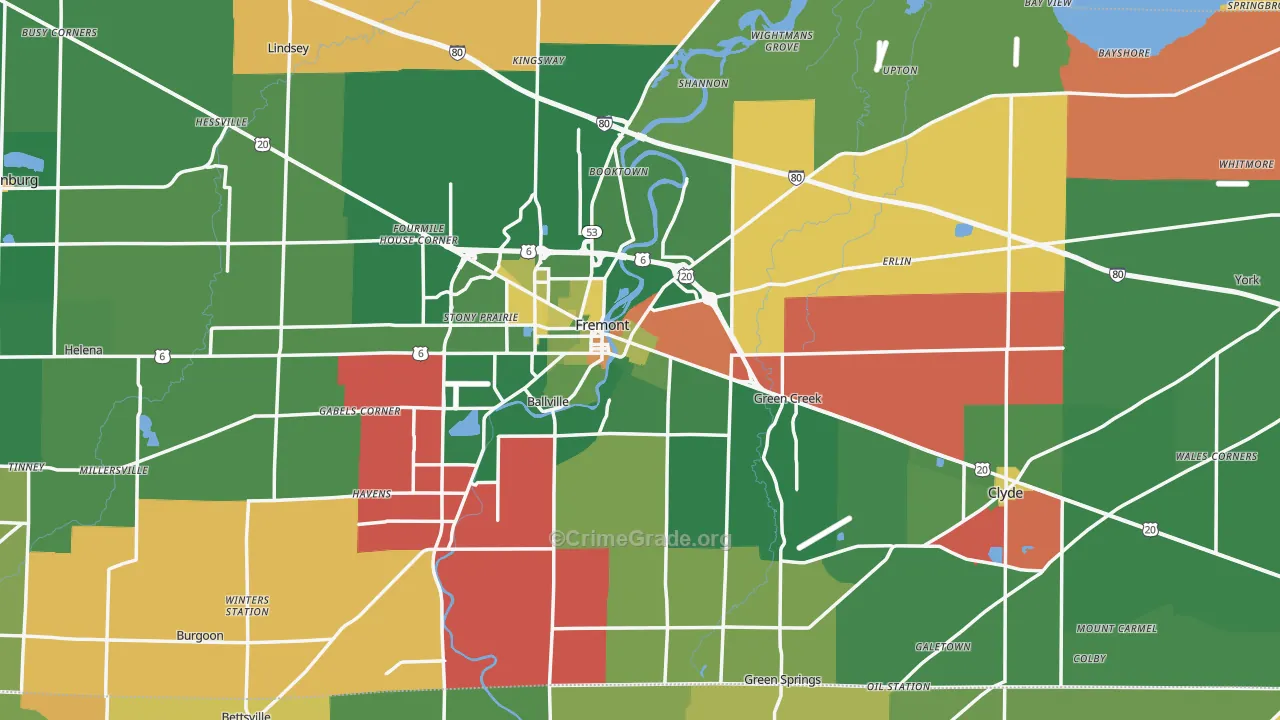 Sandusky County, OH Map of Murder Rates