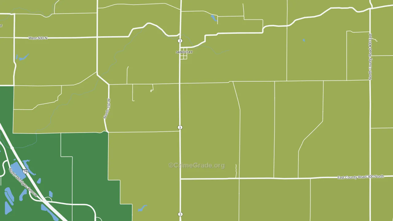 Sandusky, IN Map of Murder Rates