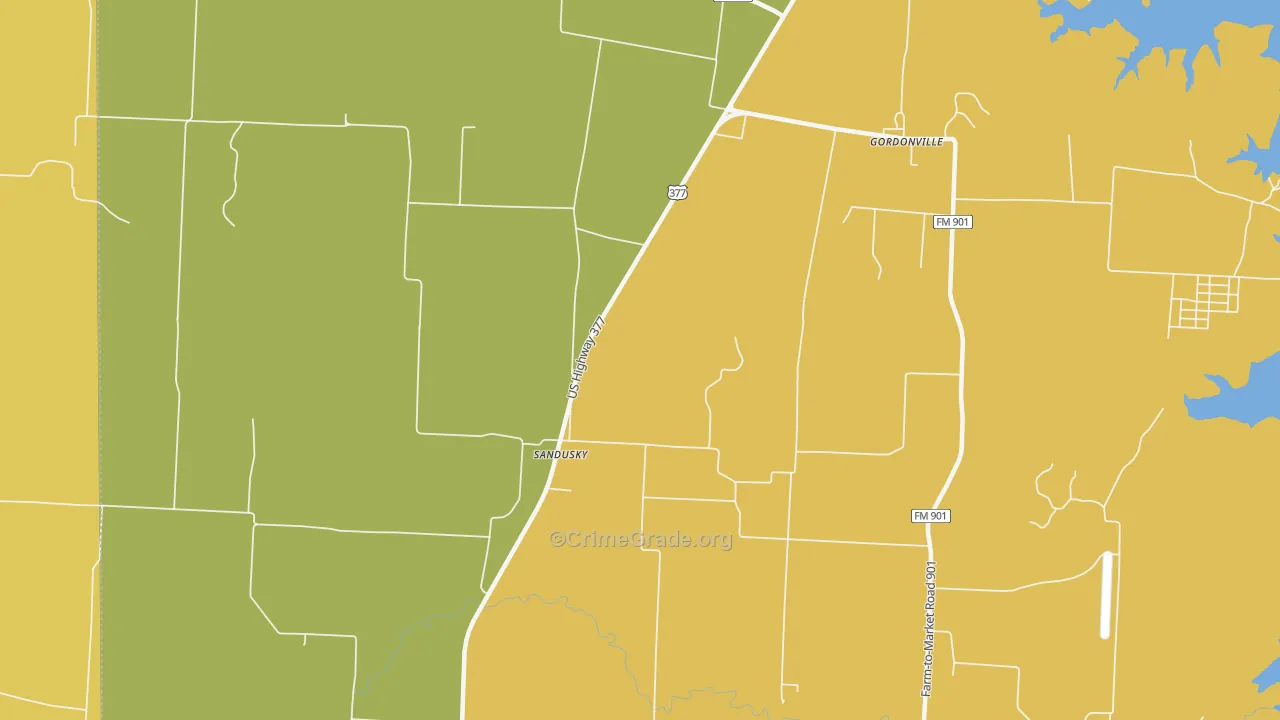 Sandusky, TX Map of Murder Rates