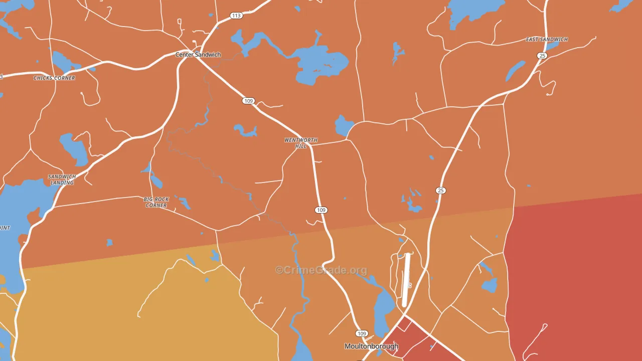 Sandwich, NH Map of Murder Rates
