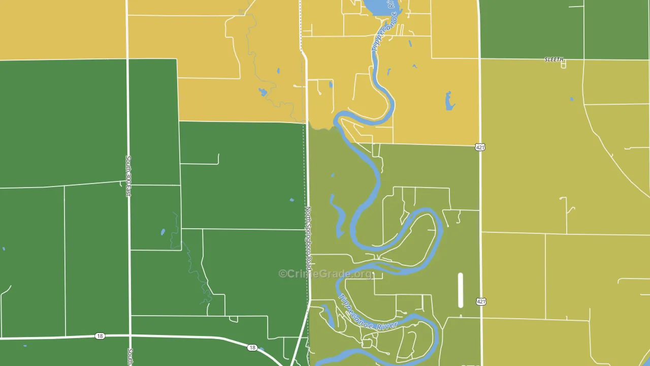 Sandy Beach, IN Map of Murder Rates