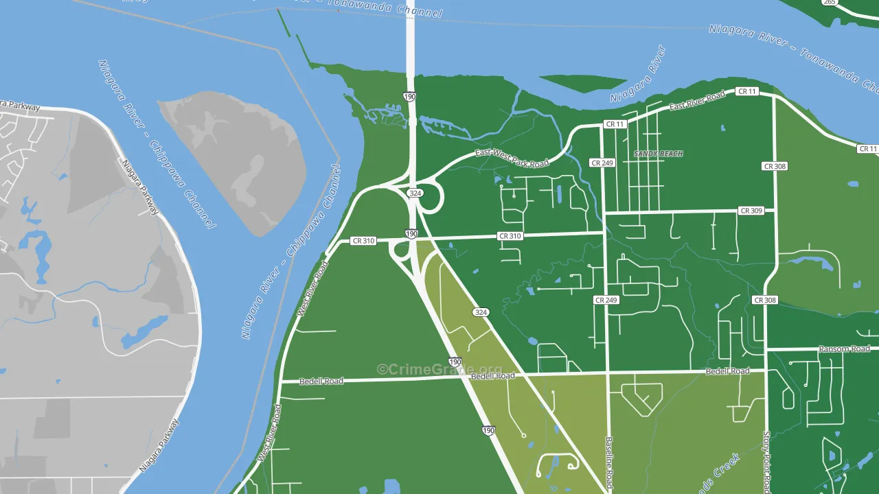 Sandy Beach, NY Map of Murder Rates