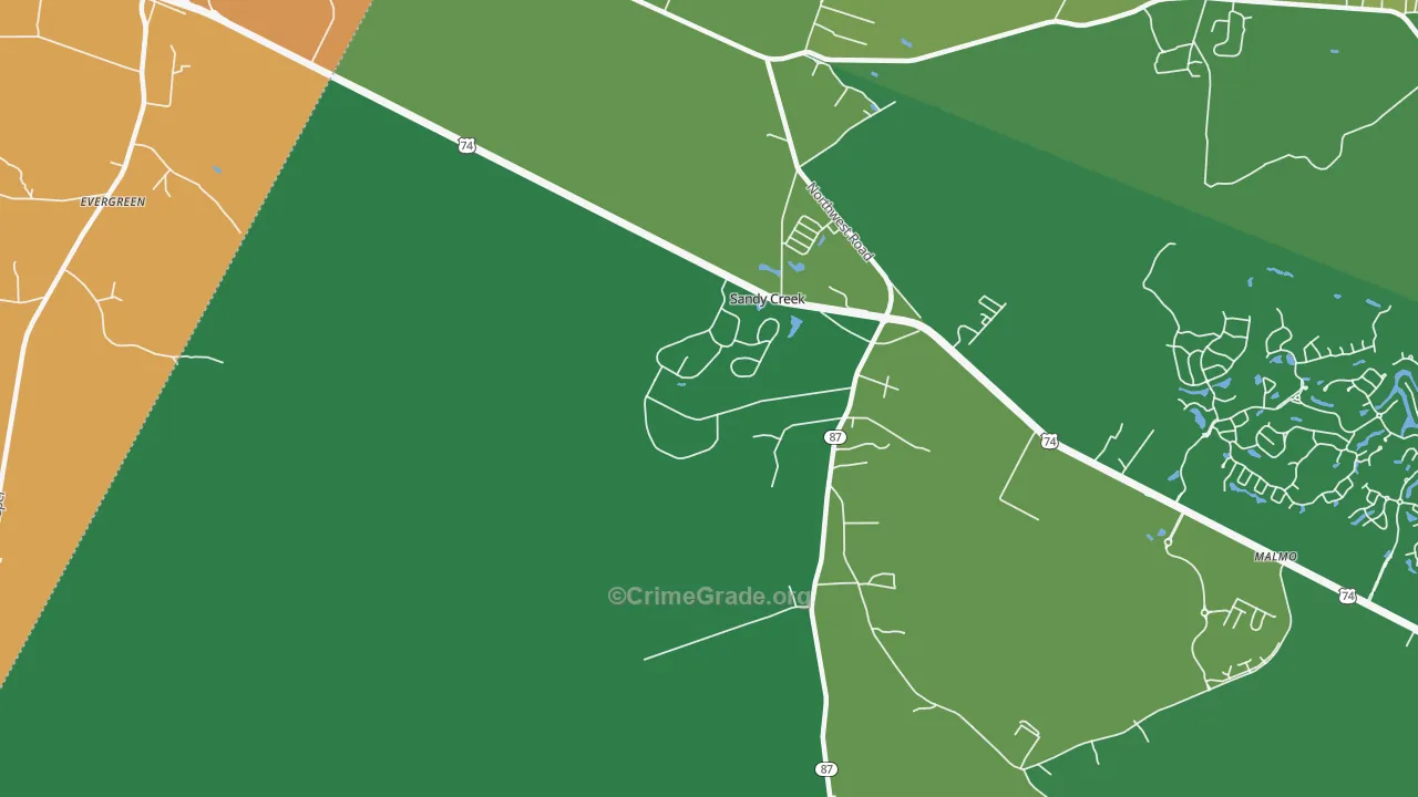 Sandy Creek, NC Map of Murder Rates