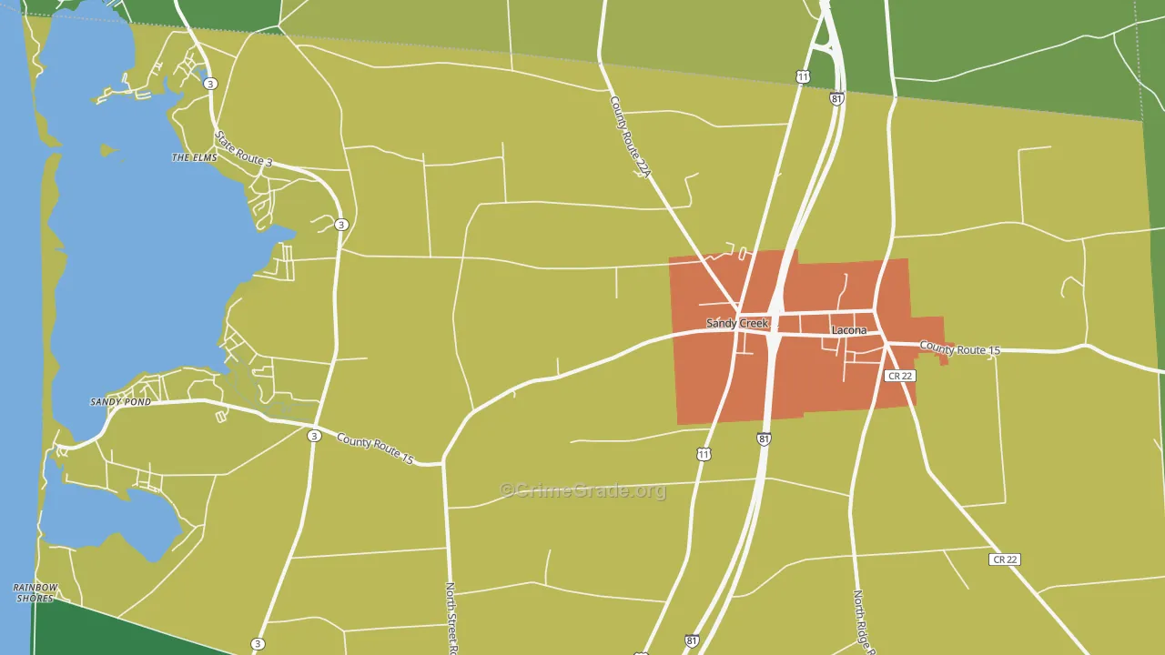 Sandy Creek, NY Map of Murder Rates