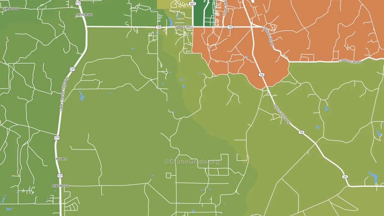 Sandy Hill, LA Map of Murder Rates