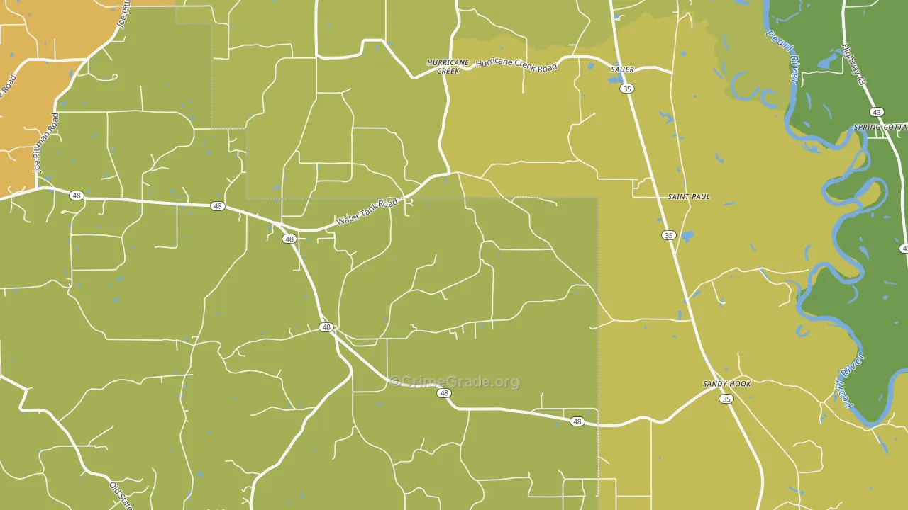 Sandy Hook, MS Map of Murder Rates