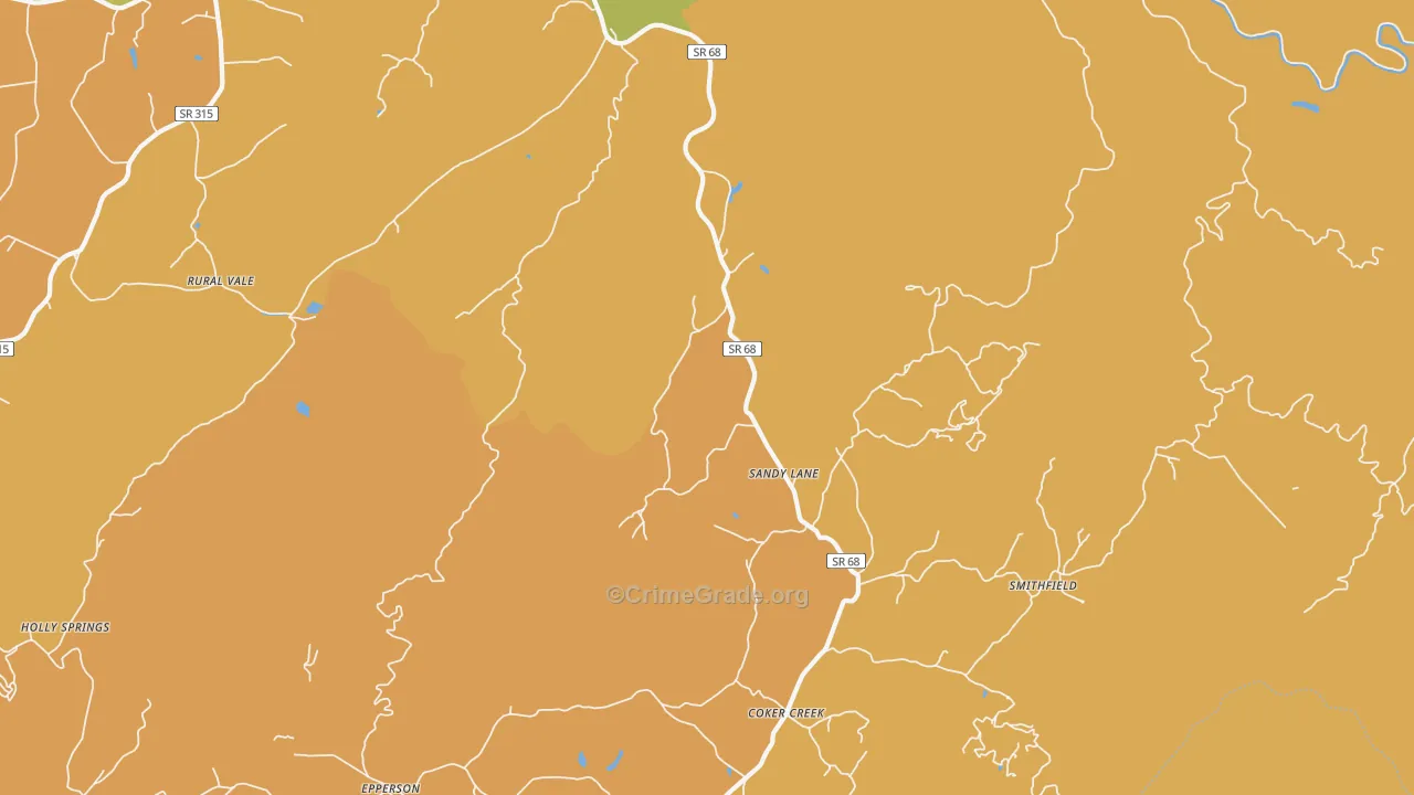 Sandy Lane, TN Map of Murder Rates
