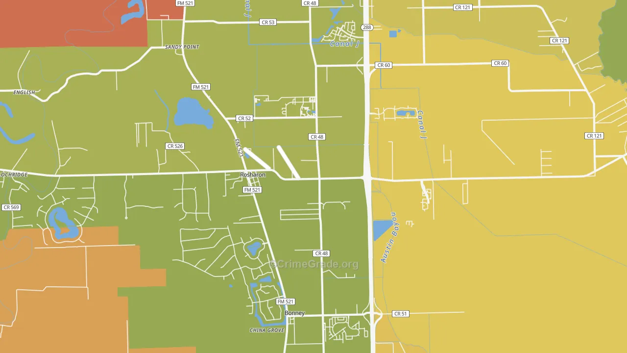 Sandy Point, TX Map of Murder Rates