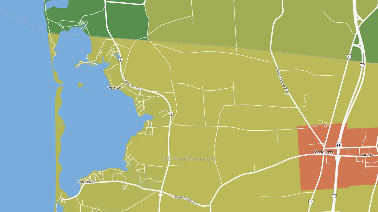 Sandy Pond, NY Map of Murder Rates