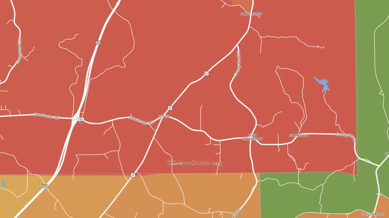 Sandy Ridge, AL Map of Murder Rates