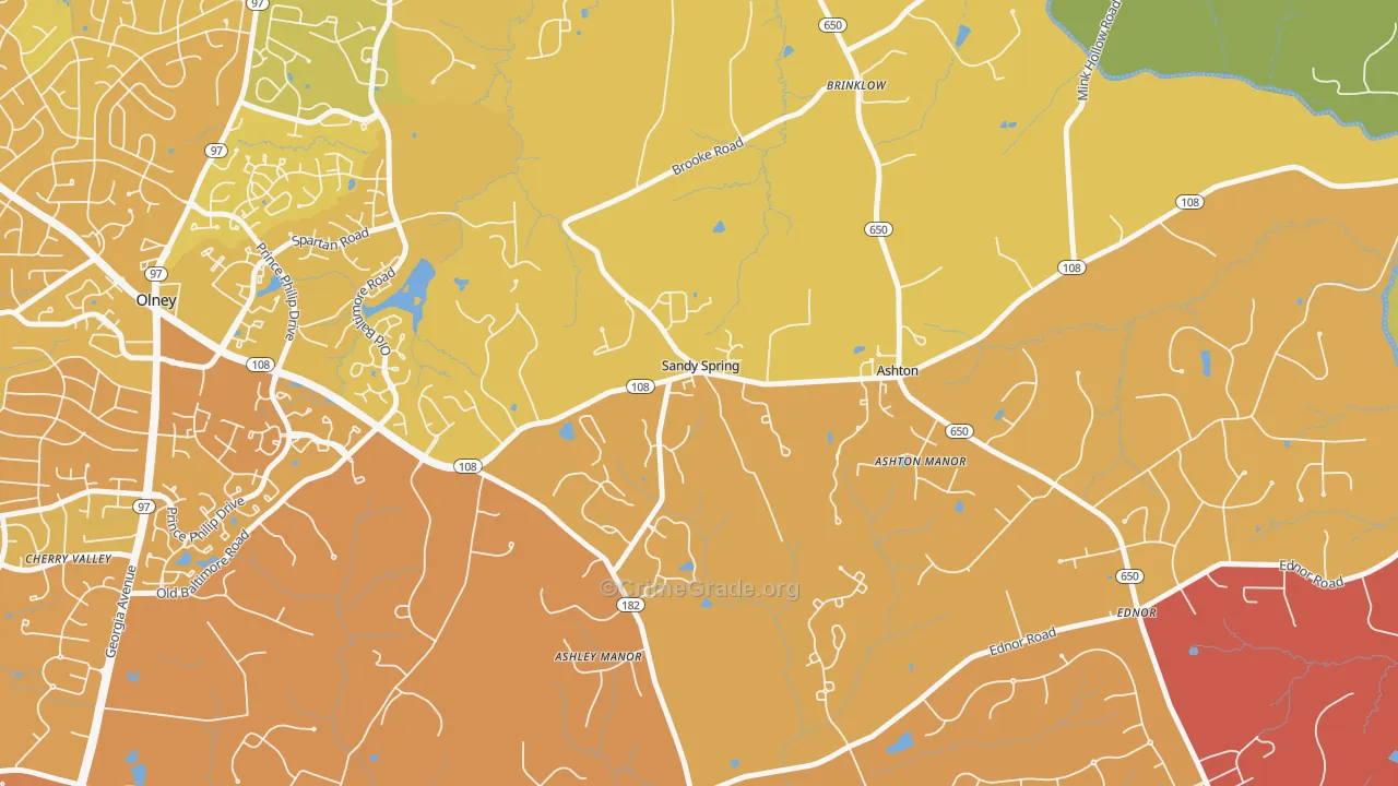 Sandy Spring, MD Map of Murder Rates