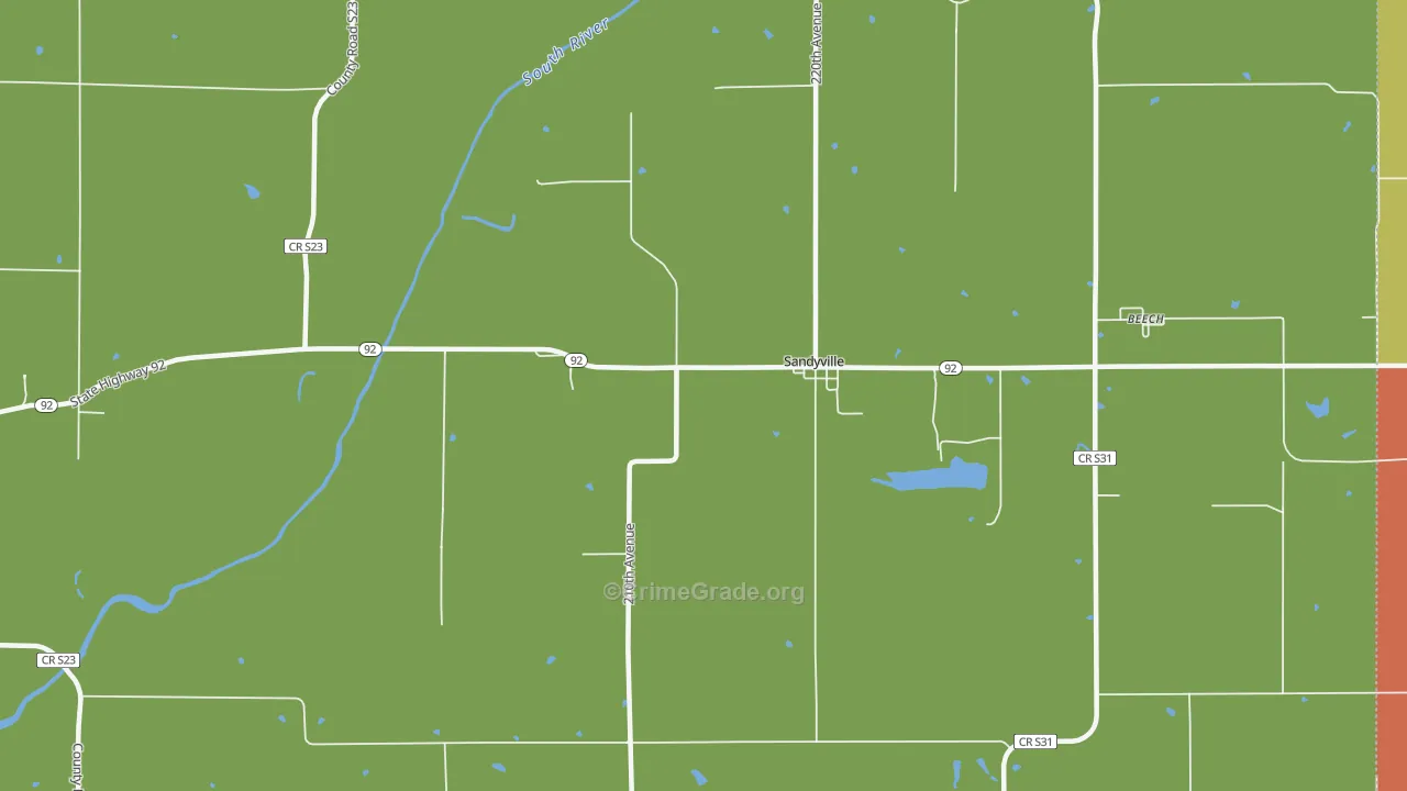 Sandyville, IA Map of Murder Rates