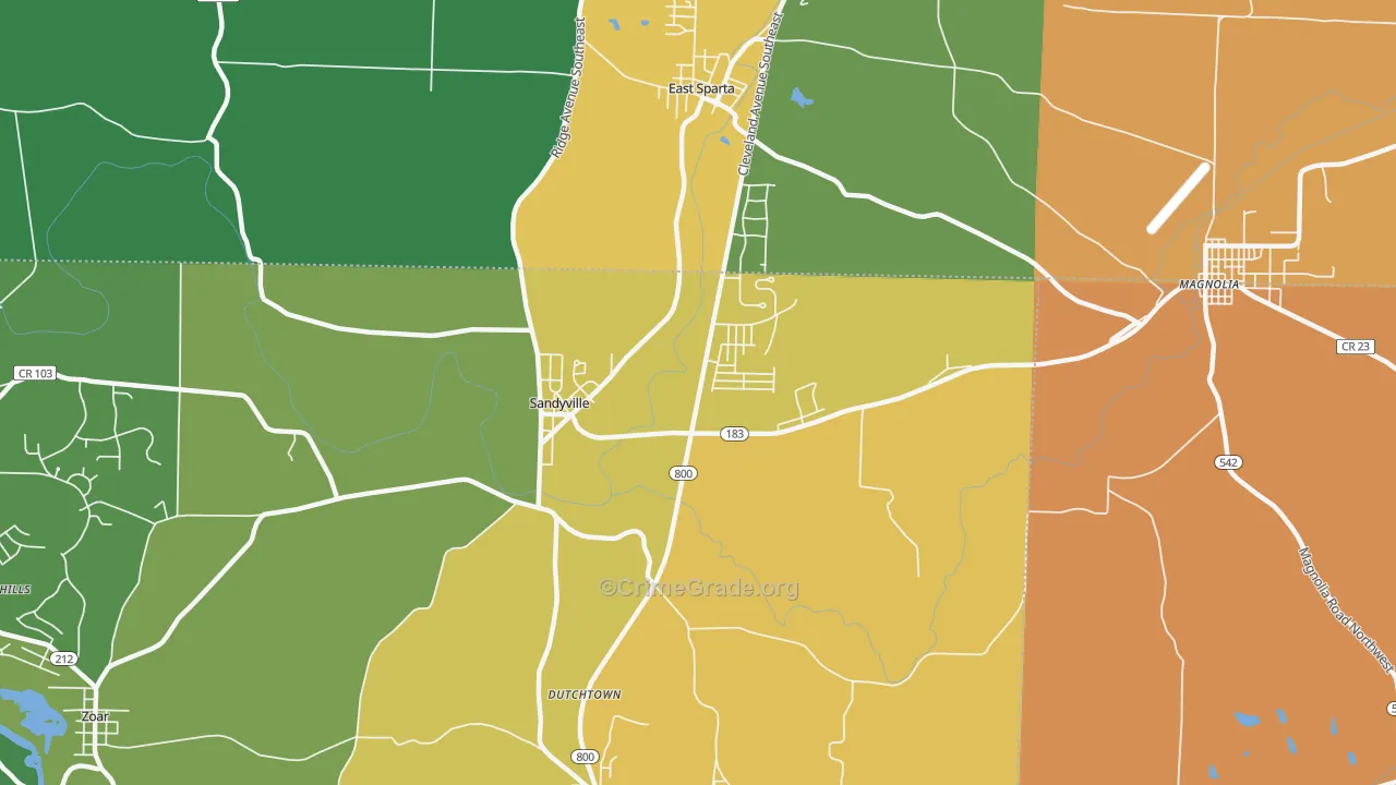 Sandyville, OH Map of Murder Rates