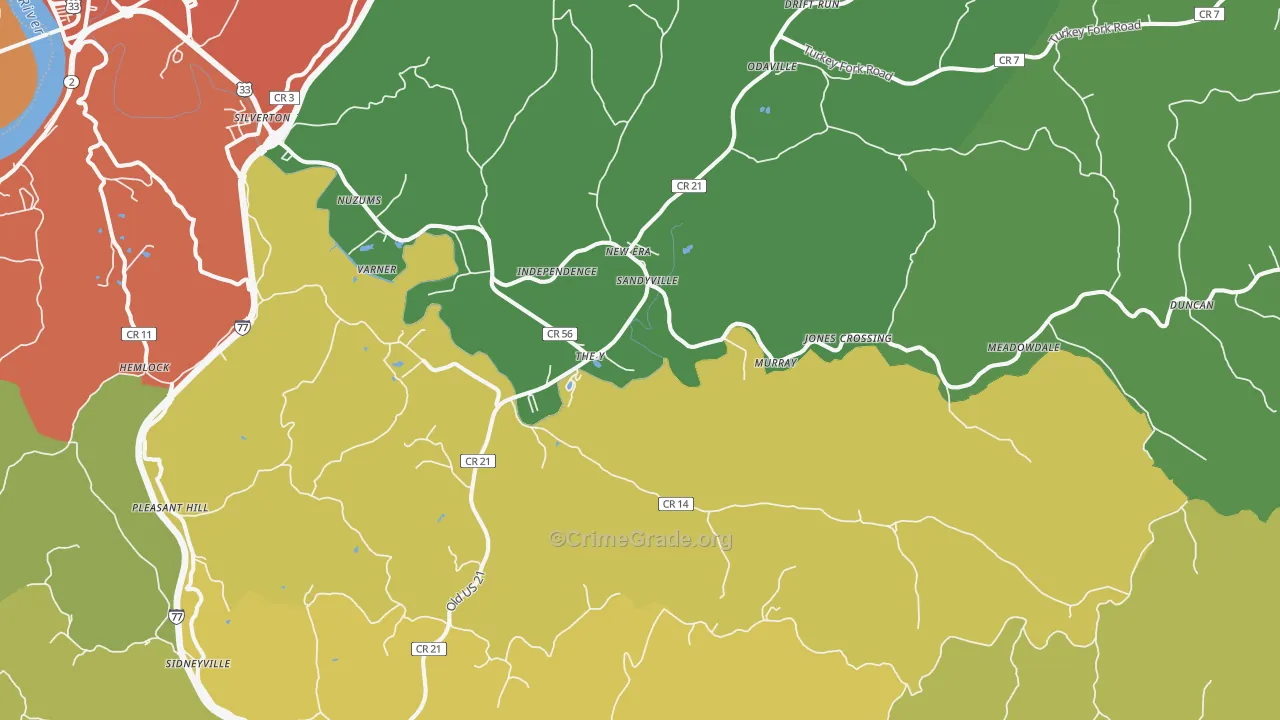 Sandyville, WV Map of Murder Rates