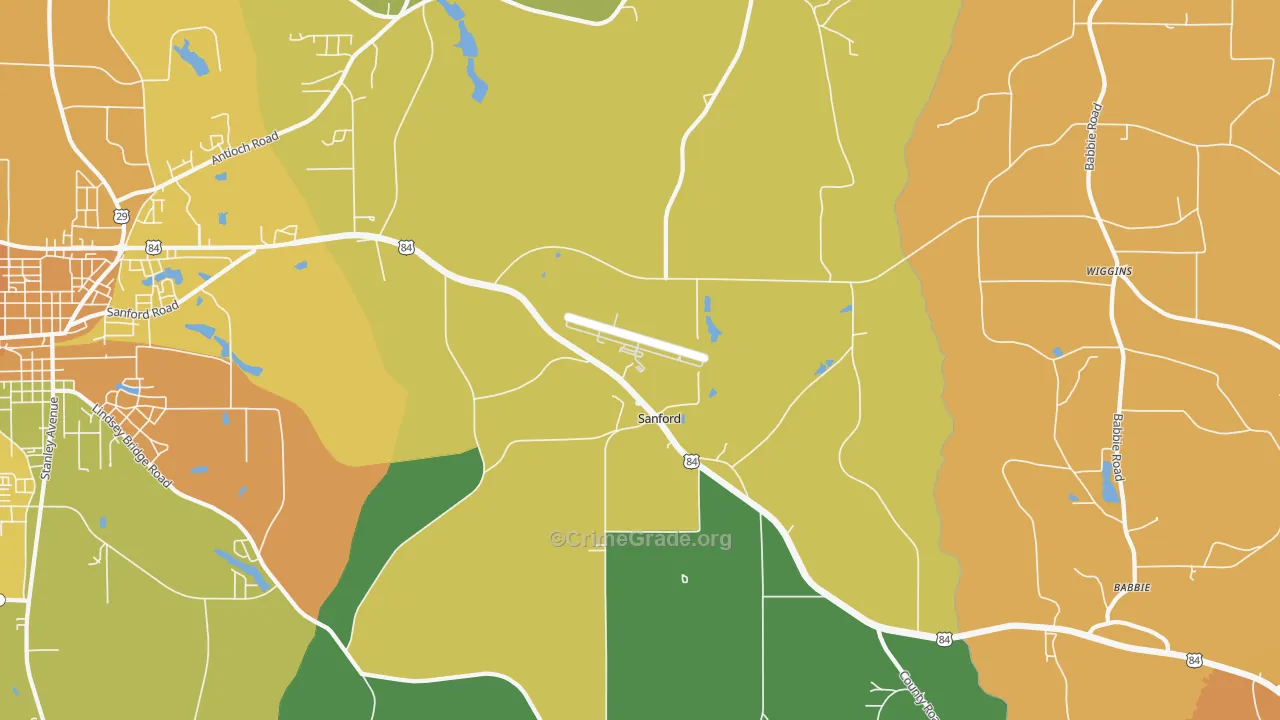 Sanford, AL Map of Murder Rates