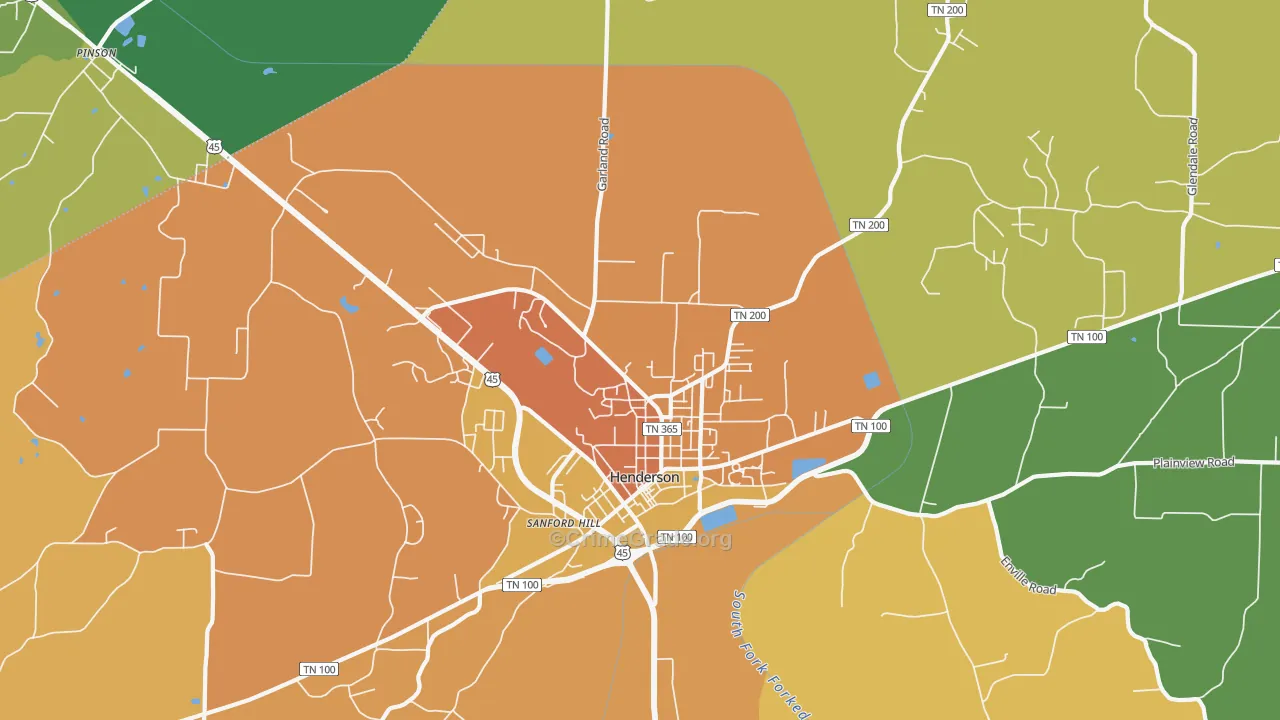 Sanford Hill, TN Map of Murder Rates