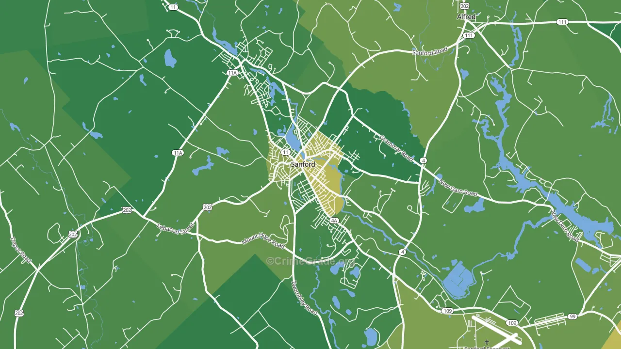 Sanford, ME Map of Murder Rates