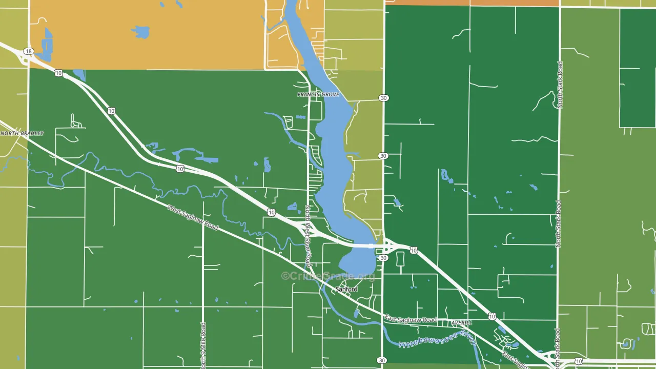 Sanford, MI Map of Murder Rates