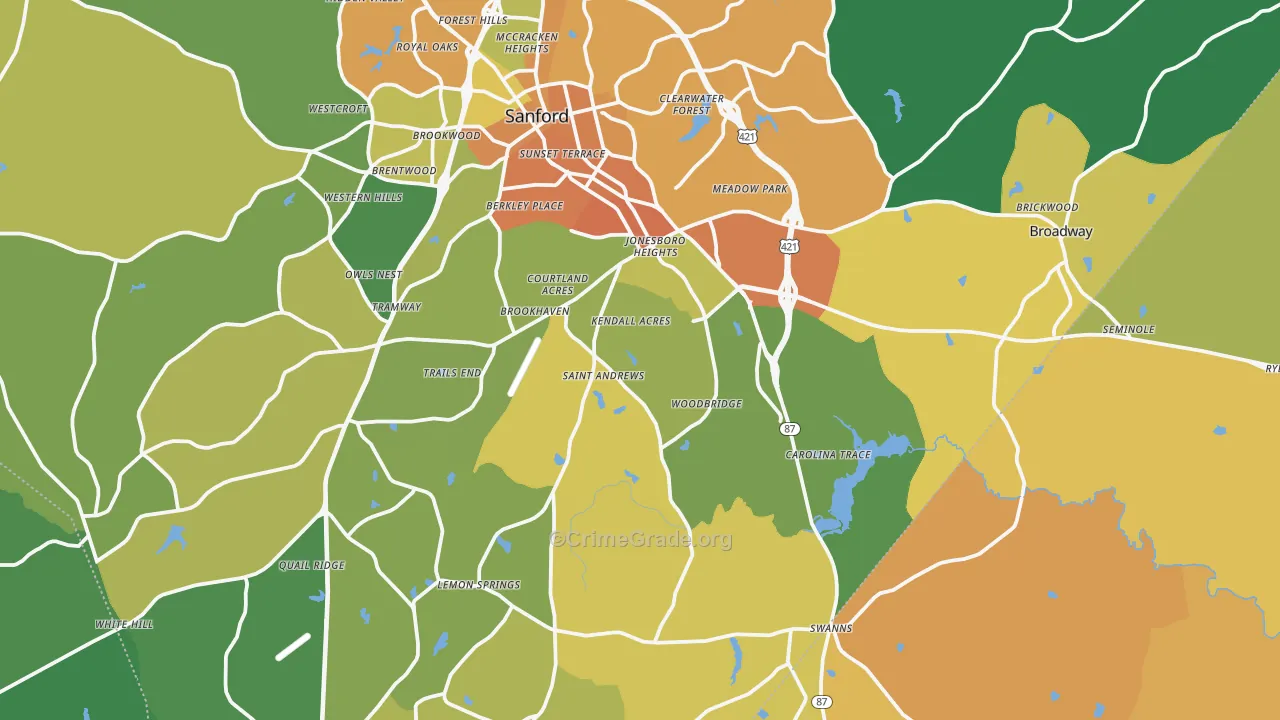 Sanford, NC Map of Murder Rates