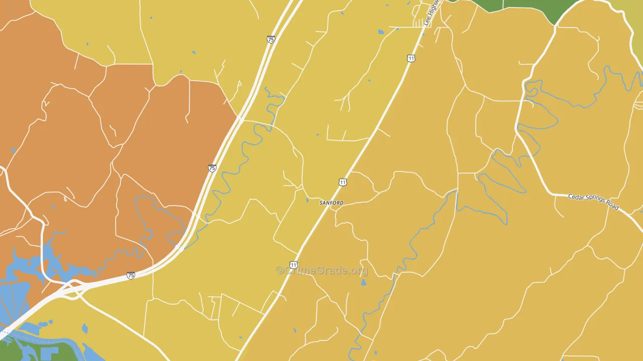 Sanford, TN Map of Murder Rates