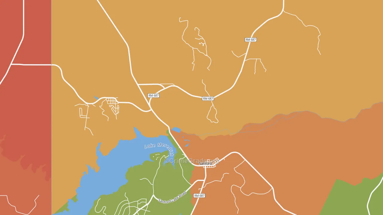 Sanford, TX Map of Murder Rates