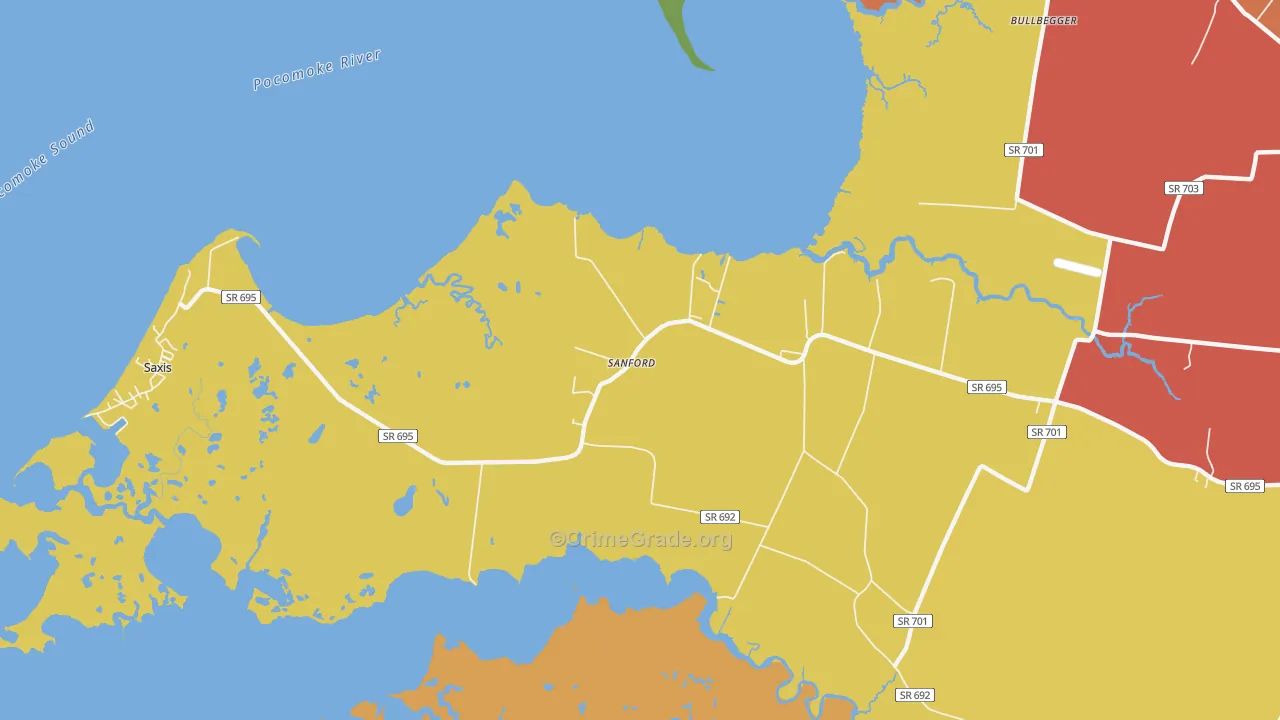 Sanford, VA Map of Murder Rates