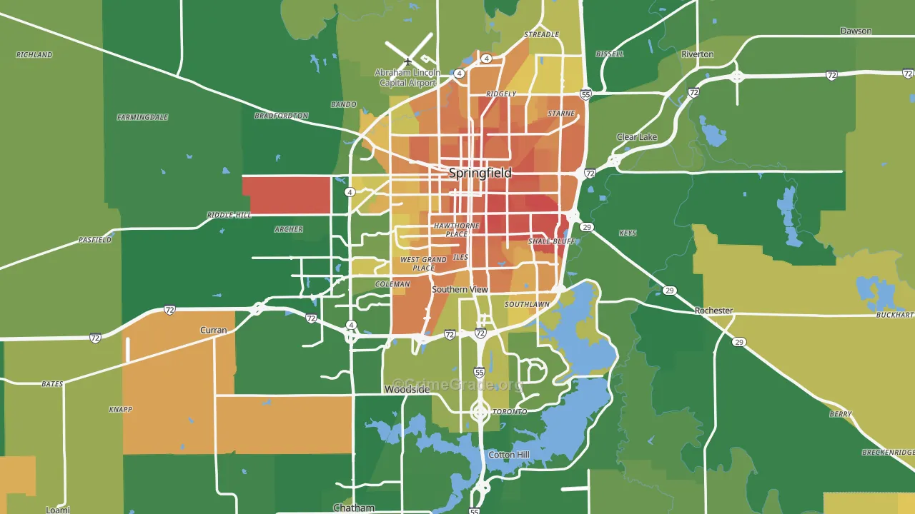 Sangamon County, IL Map of Murder Rates